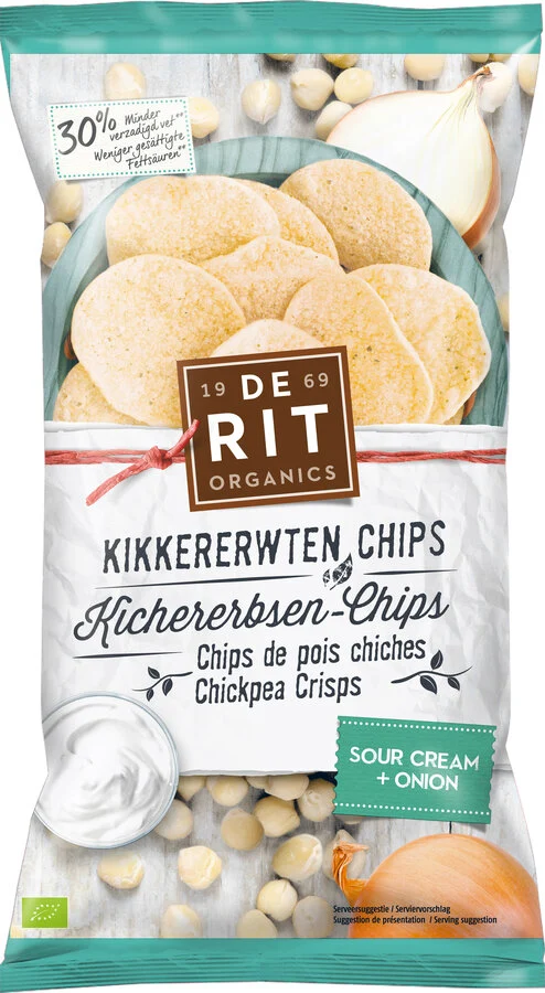 Økologiske Kikærtechips Sour Cream & Onion - 75G - De Rit