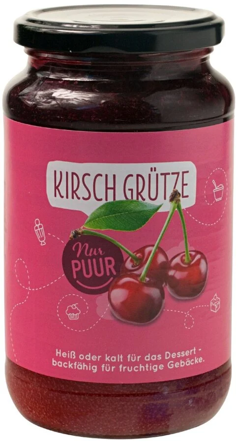 Økologisk Kirsebærsauce med Hele Kirsebær - 560G - Nur Puur Bio