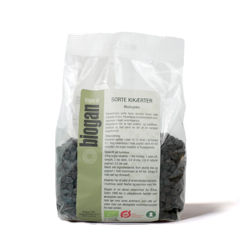 Økologiske Sorte Kikærter - 500G - Biogan