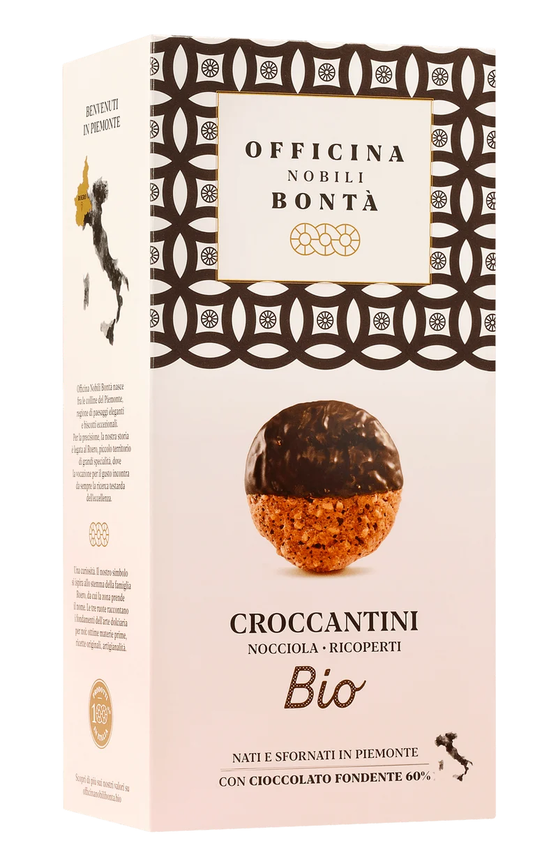 Økologiske Croccantini Nocciola Ricoperti - 170G - Officina Nobili Bontà