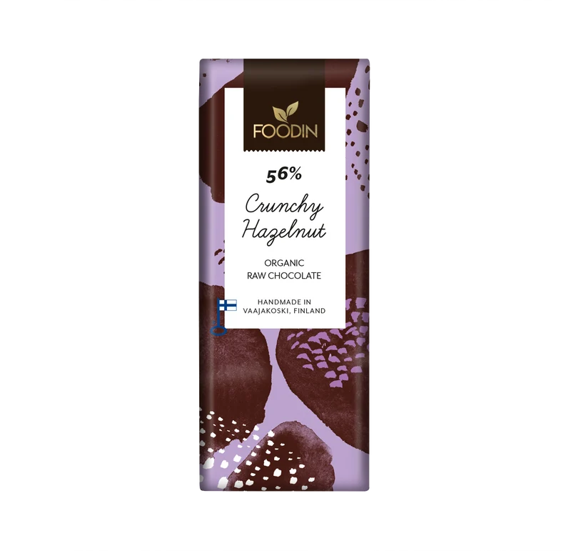 Råchoklad, crunchy hazelnut 56%, 40 g