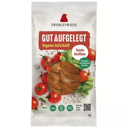 Økologisk Vegansk Pålæg Tomat & Basilikum - 100G - Zwergenwiese Streich