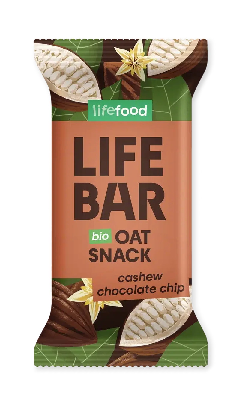 Økologisk Oat Snack Bar Cashew Chocolate Chip - 40G - LifeFood
