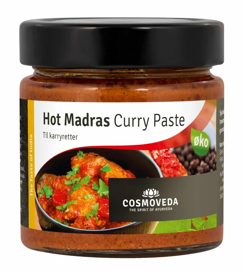 Økologisk Hot Madras Paste - 175G - Cosmoveda